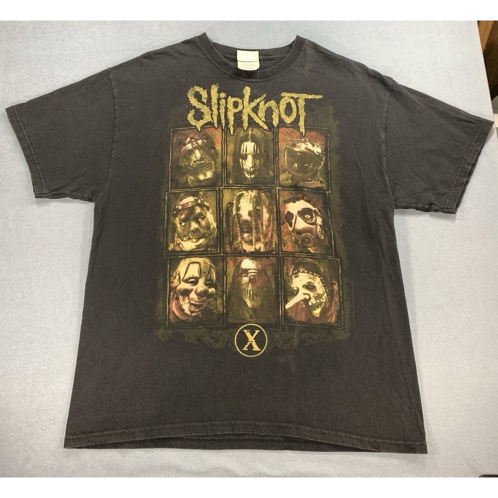 VINTAGE SLIPKNOT 1999 2009 DOUBLE SIDED BLACK  NU METAL BAND TEE SHIRT SIZE L